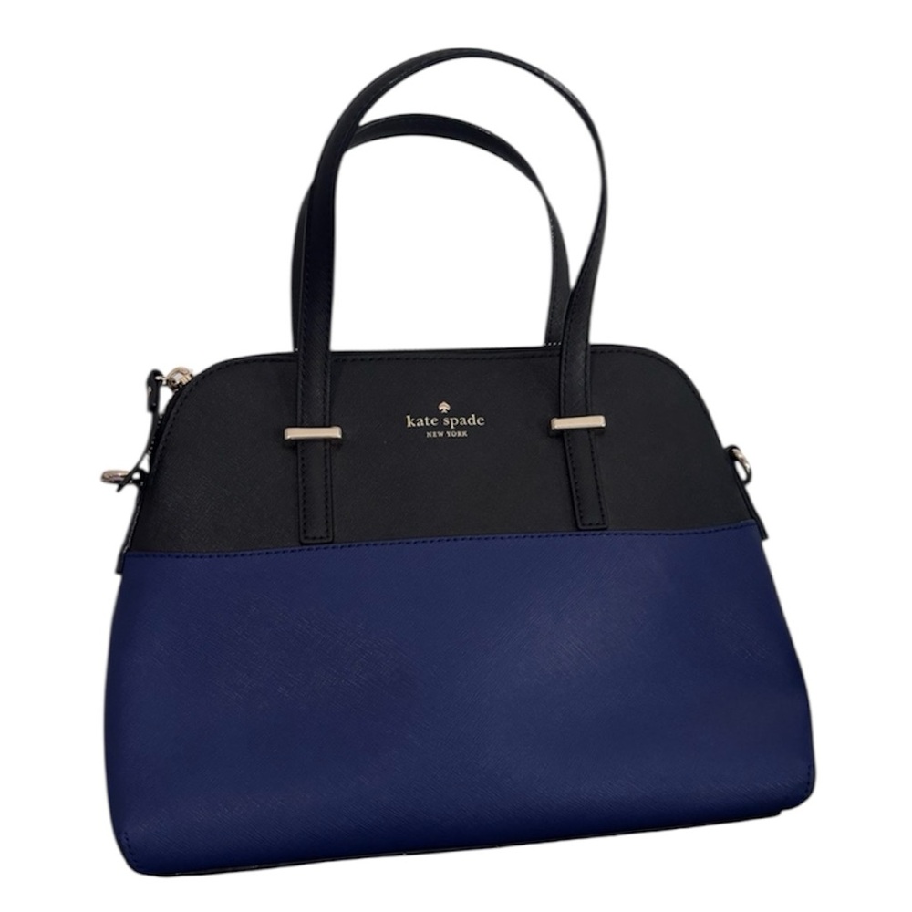 Nwot Kate Spade Black and Blue Satchel with Gold Accents